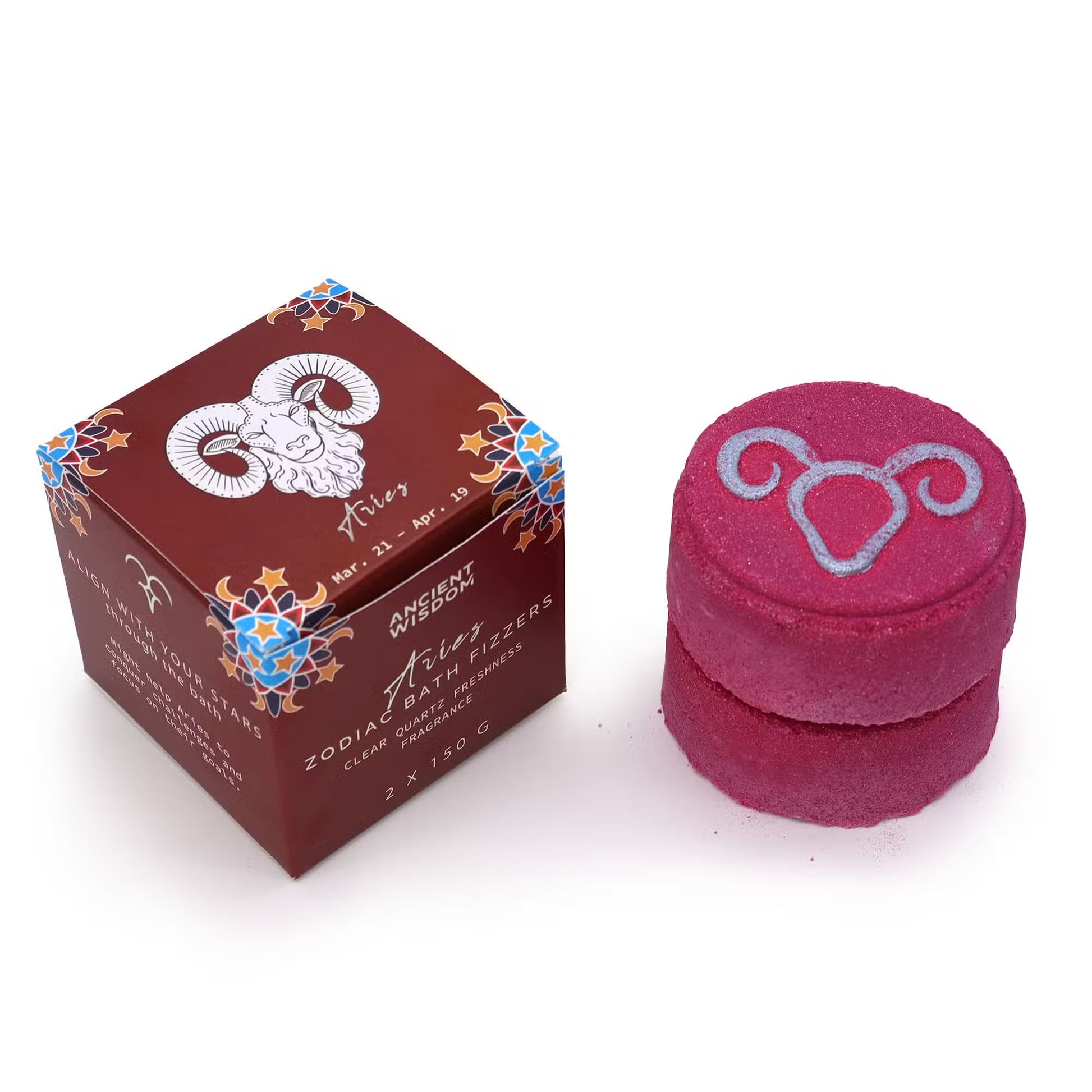 Aries Zodiac Bath Fizzers With Horoscope - Set of 2 x 150g