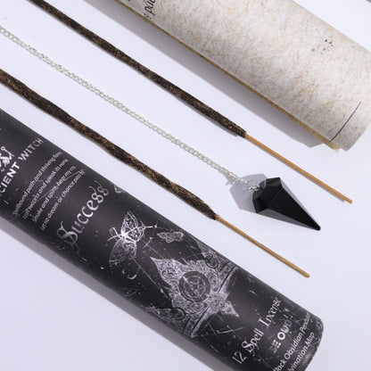 12 Spell Incense: Success - Black Obsidian Pendulum