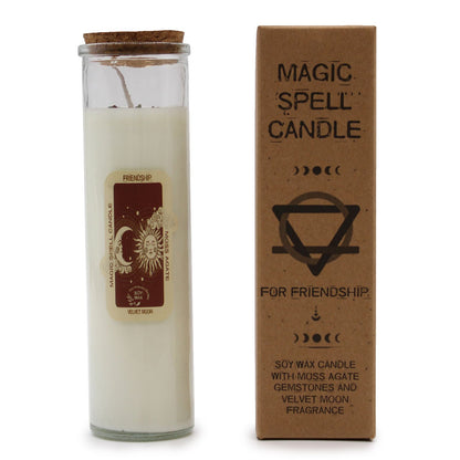 Magic Spell Candle: Friendship - Moss Agate