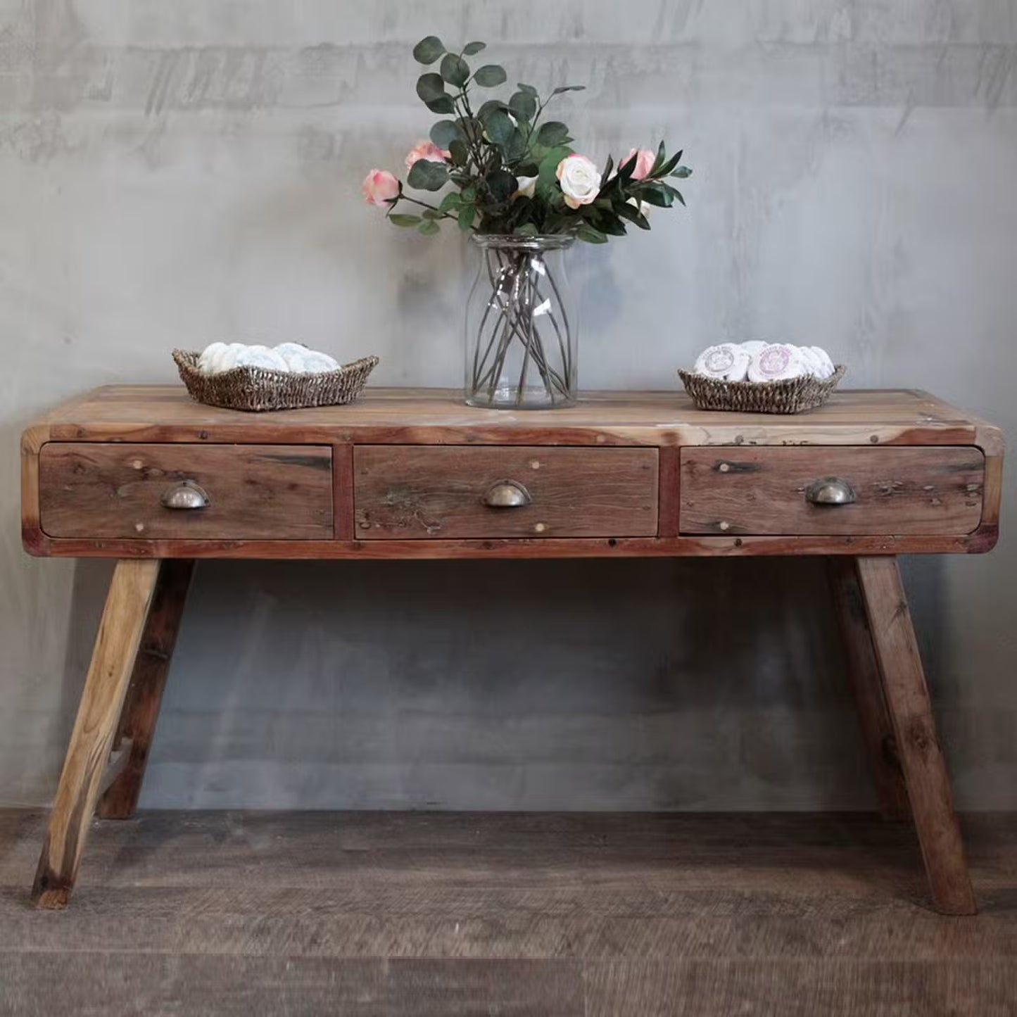 Reclaimed Teak Console Table: Unique & Rustic