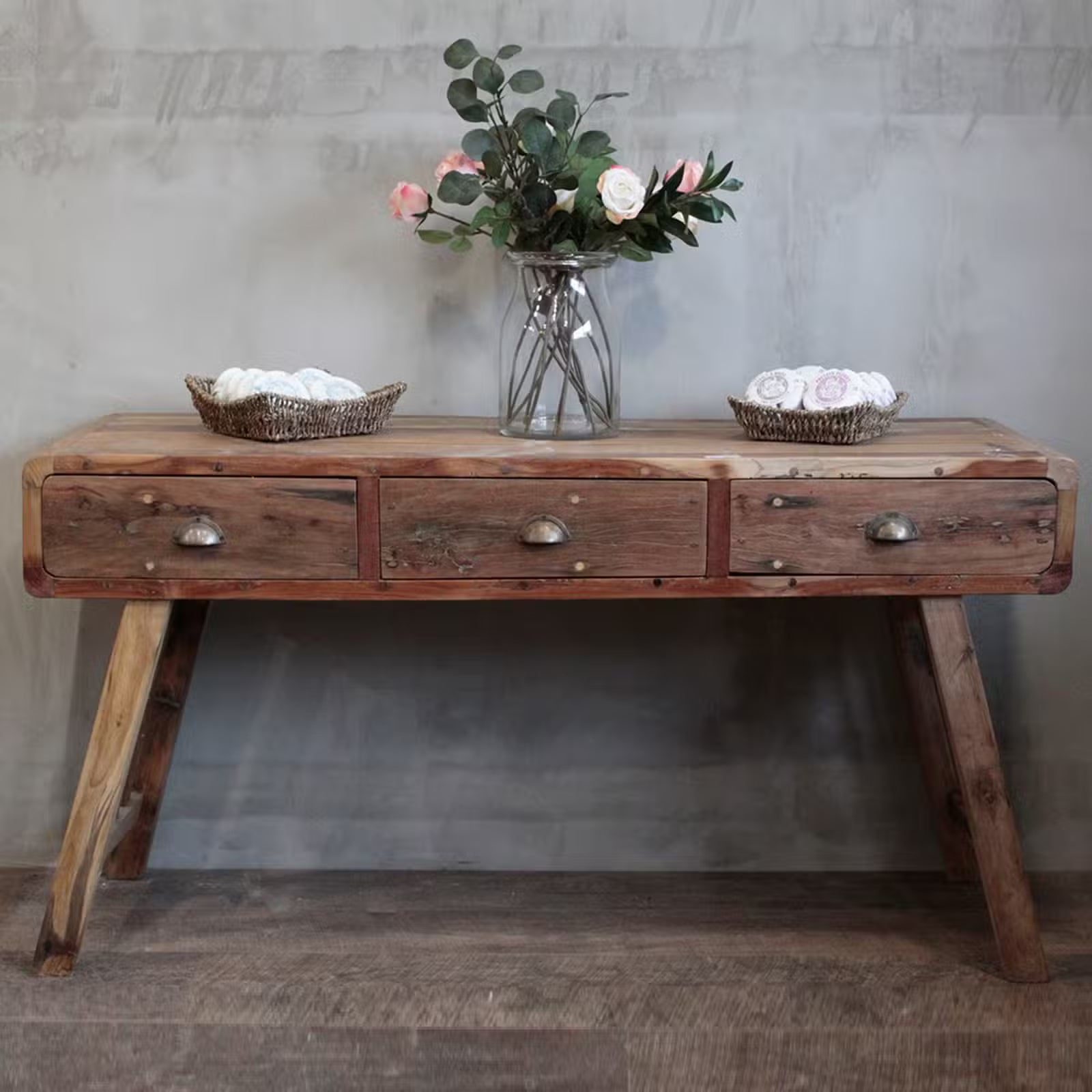 Reclaimed Teak Console Table: Unique & Rustic