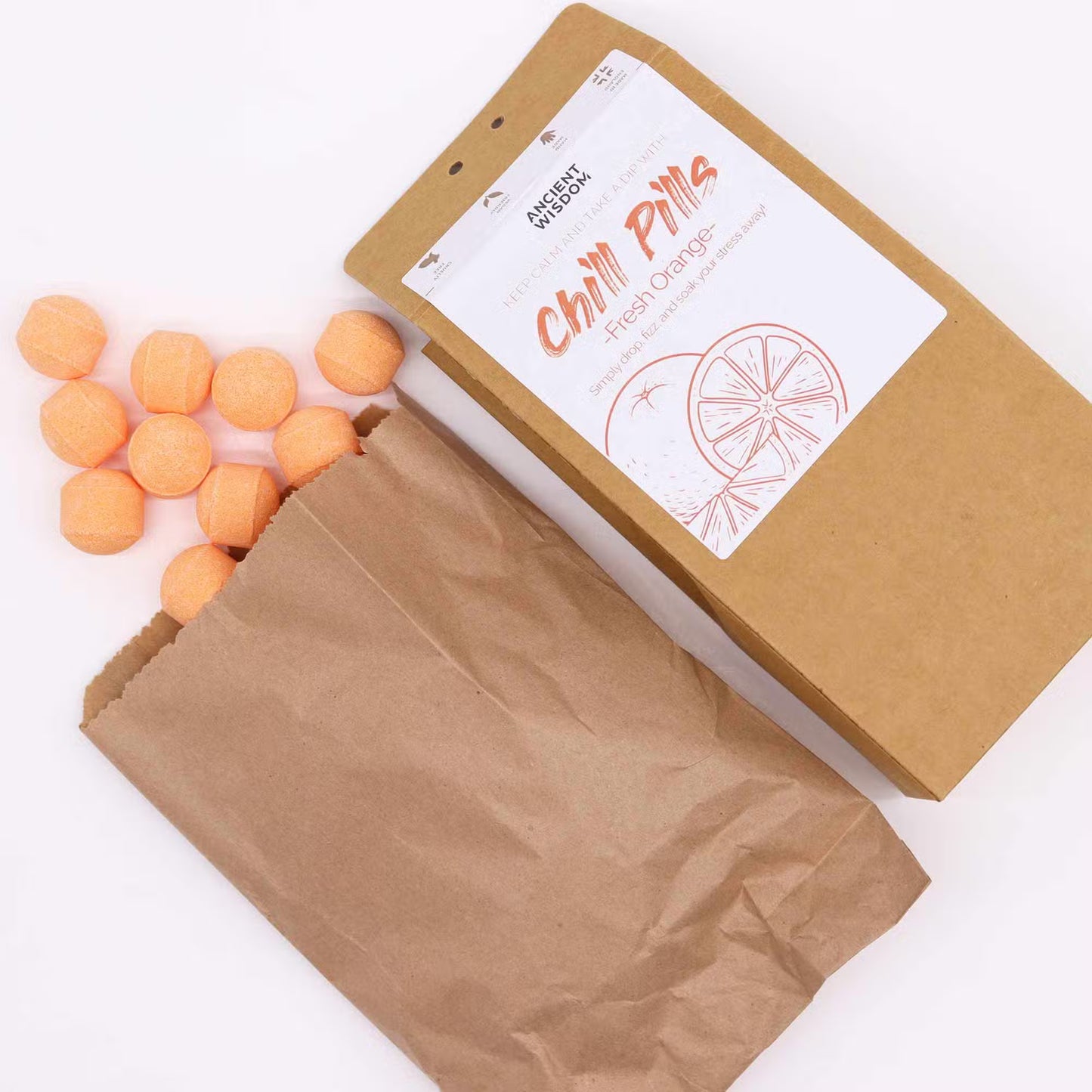 Pack of 30 Mini Bath Bombs - Fresh Orange - Bath & Soak