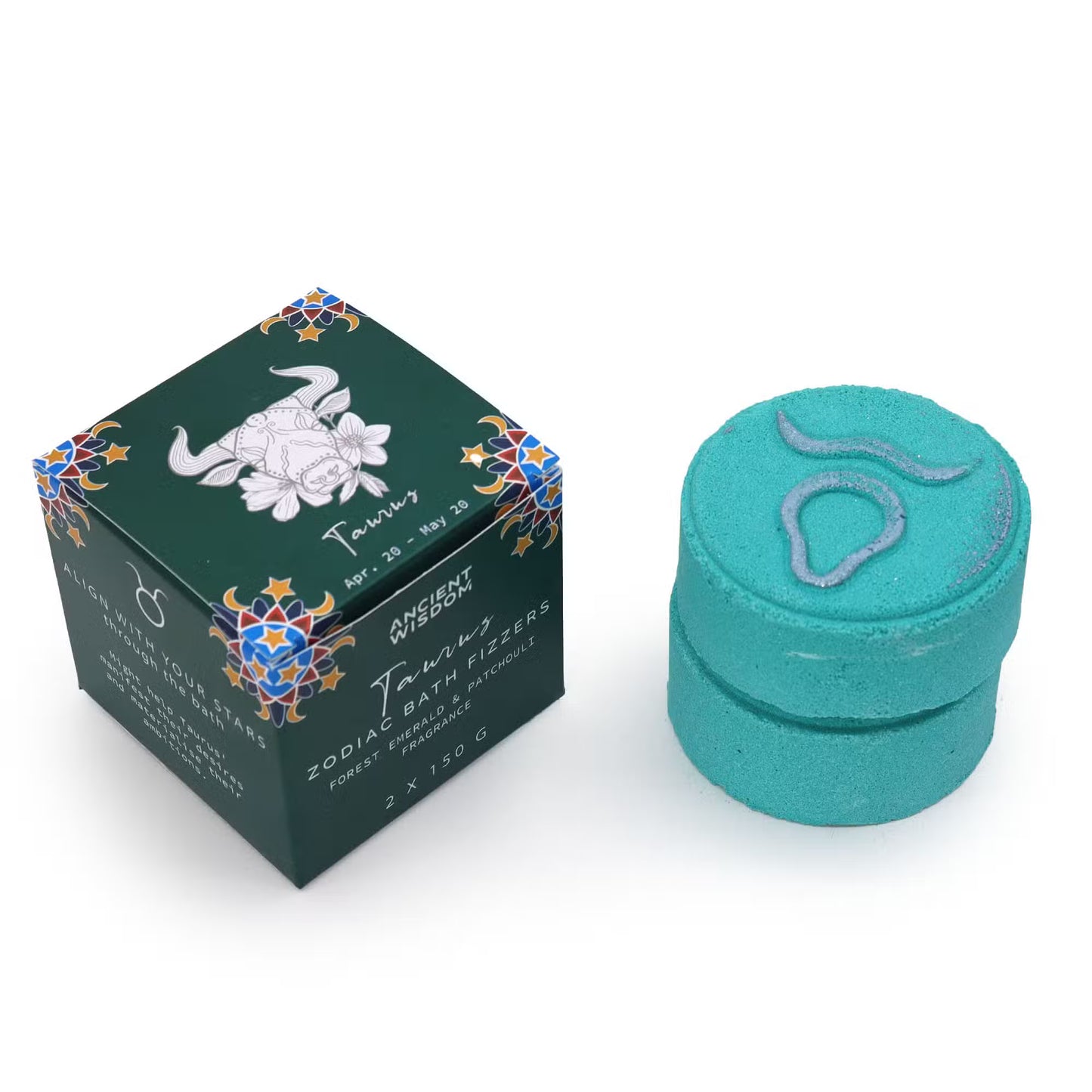 Taurus Zodiac Bath Fizzers With Horoscope - Set of 2 x 150g - Bath & Soak