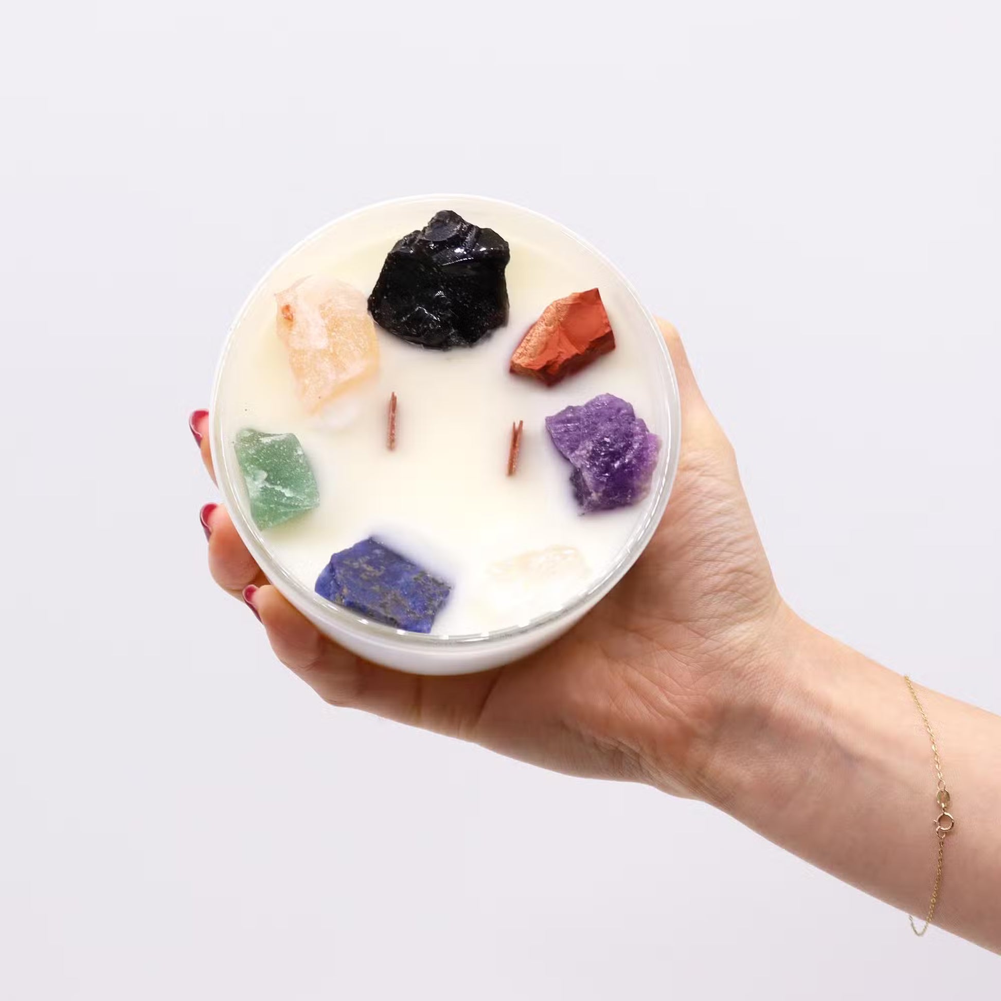 Seven Chakra Crystal Candle - With All Seven Chakra Crystals