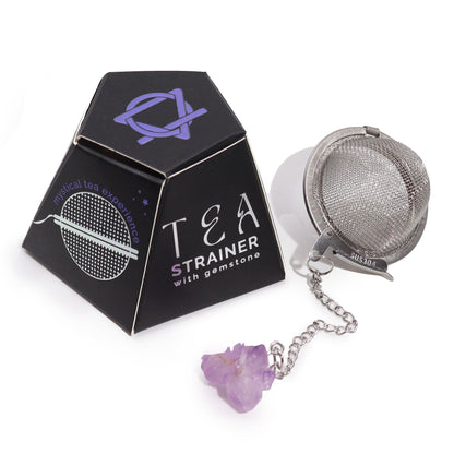 Raw Crystal Gemstone Tea Strainer: Amethyst Cluster