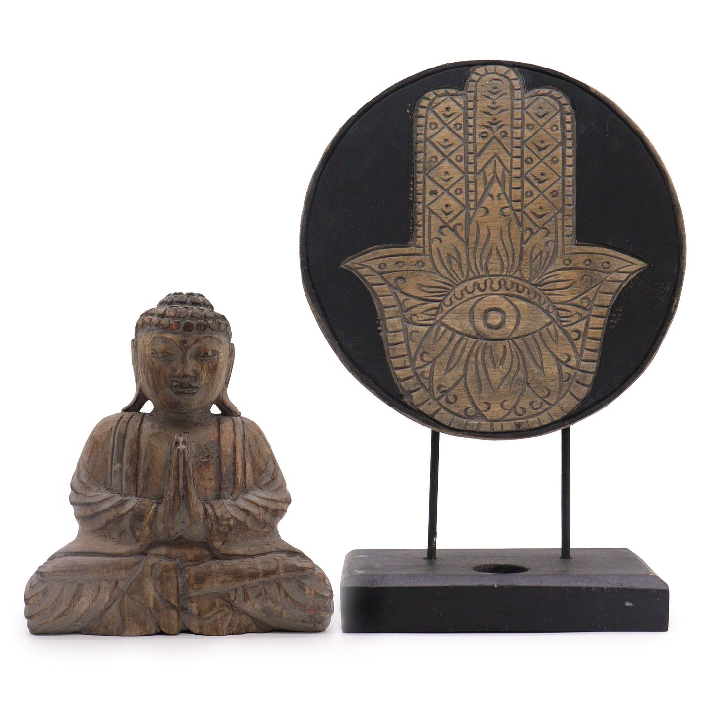 Buddha & Hamsa Feng Shui Set: Serene Grey - 25cm