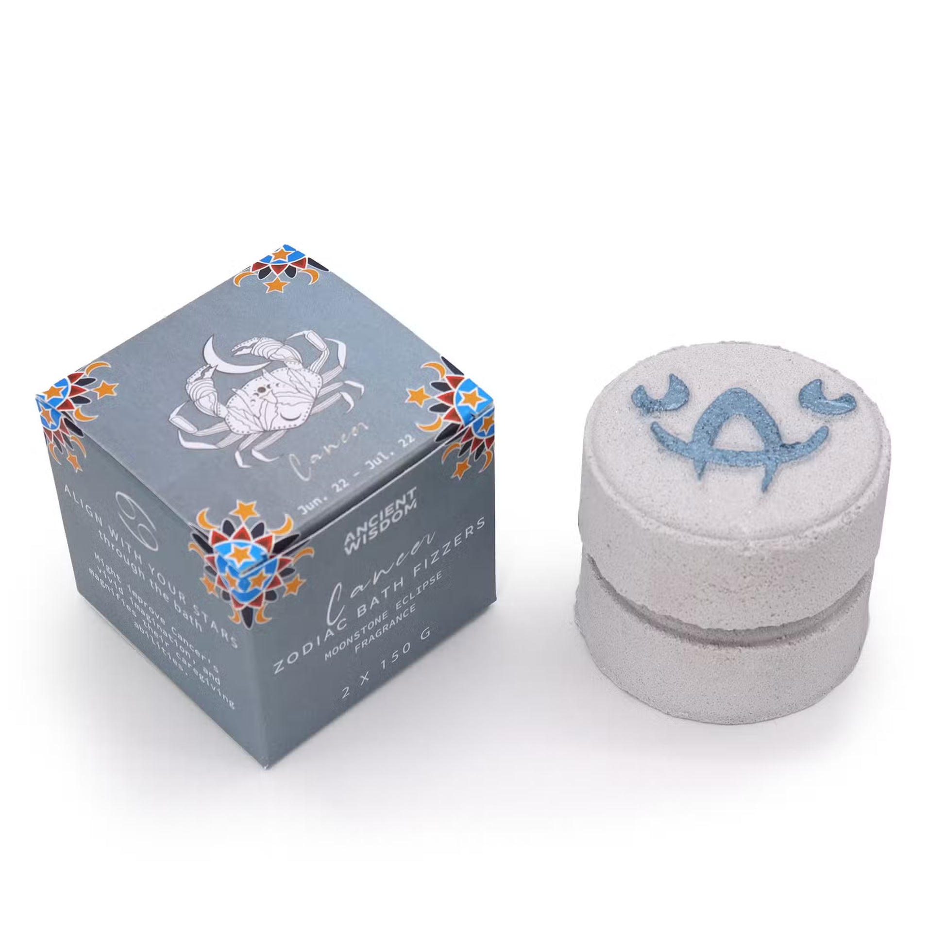 Cancer Zodiac Bath Fizzers With Horoscope - Set of 2 x 150g