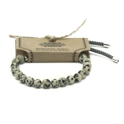 Dalmatian Jasper Bracelet: Grounding Energy - 925 Silver Plated