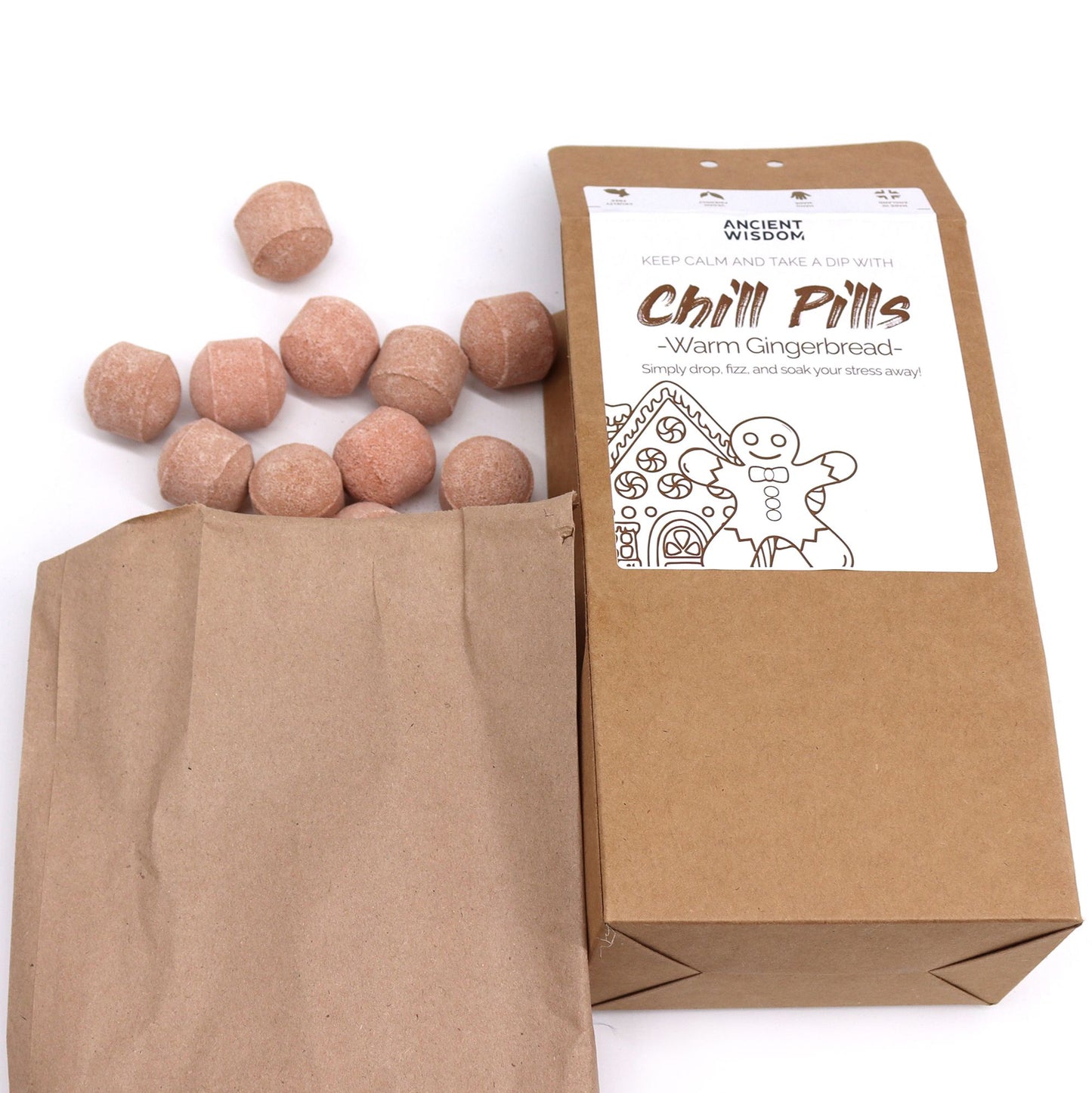 Pack of 30 Mini Bath Bombs - Warm Gingerbread