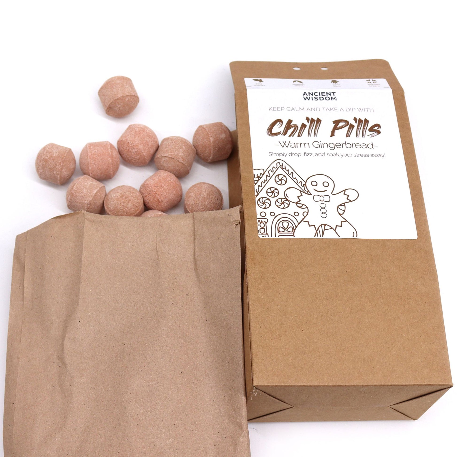 Pack of 30 Mini Bath Bombs - Warm Gingerbread