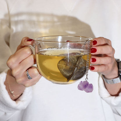 Raw Crystal Gemstone Tea Strainer: Amethyst Cluster