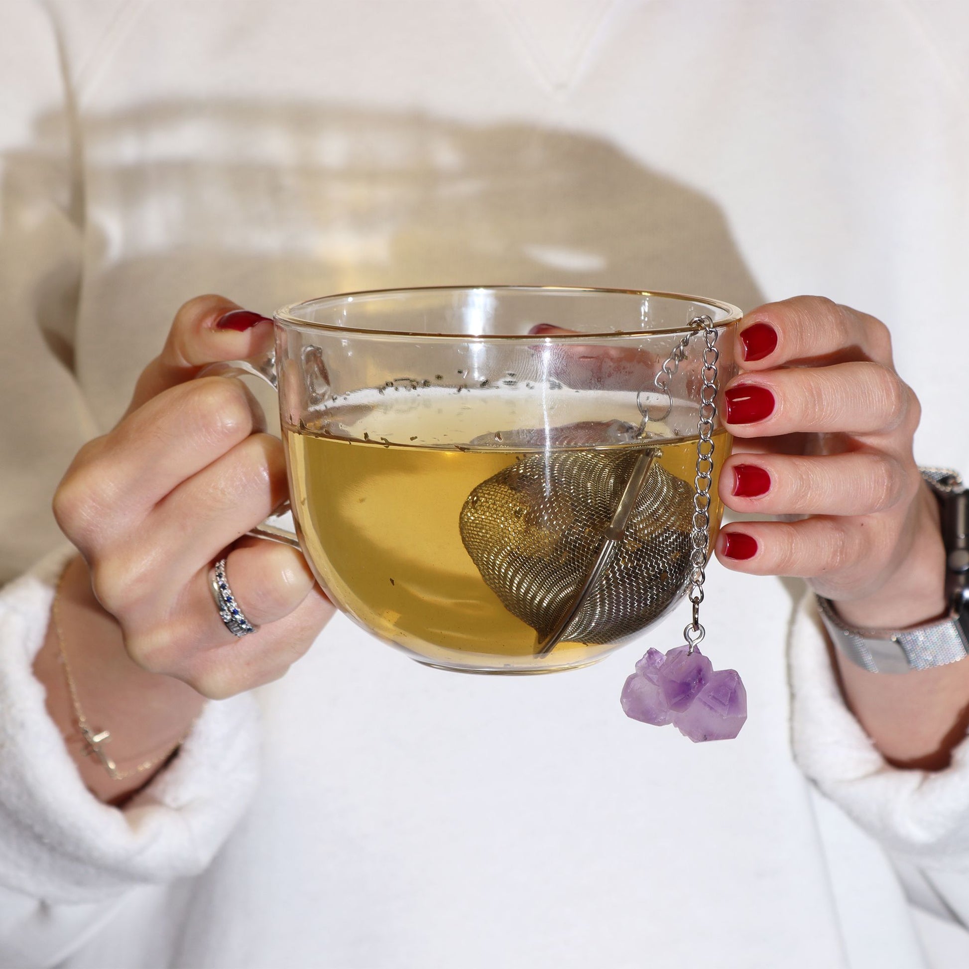 Raw Crystal Gemstone Tea Strainer: Aquamarine