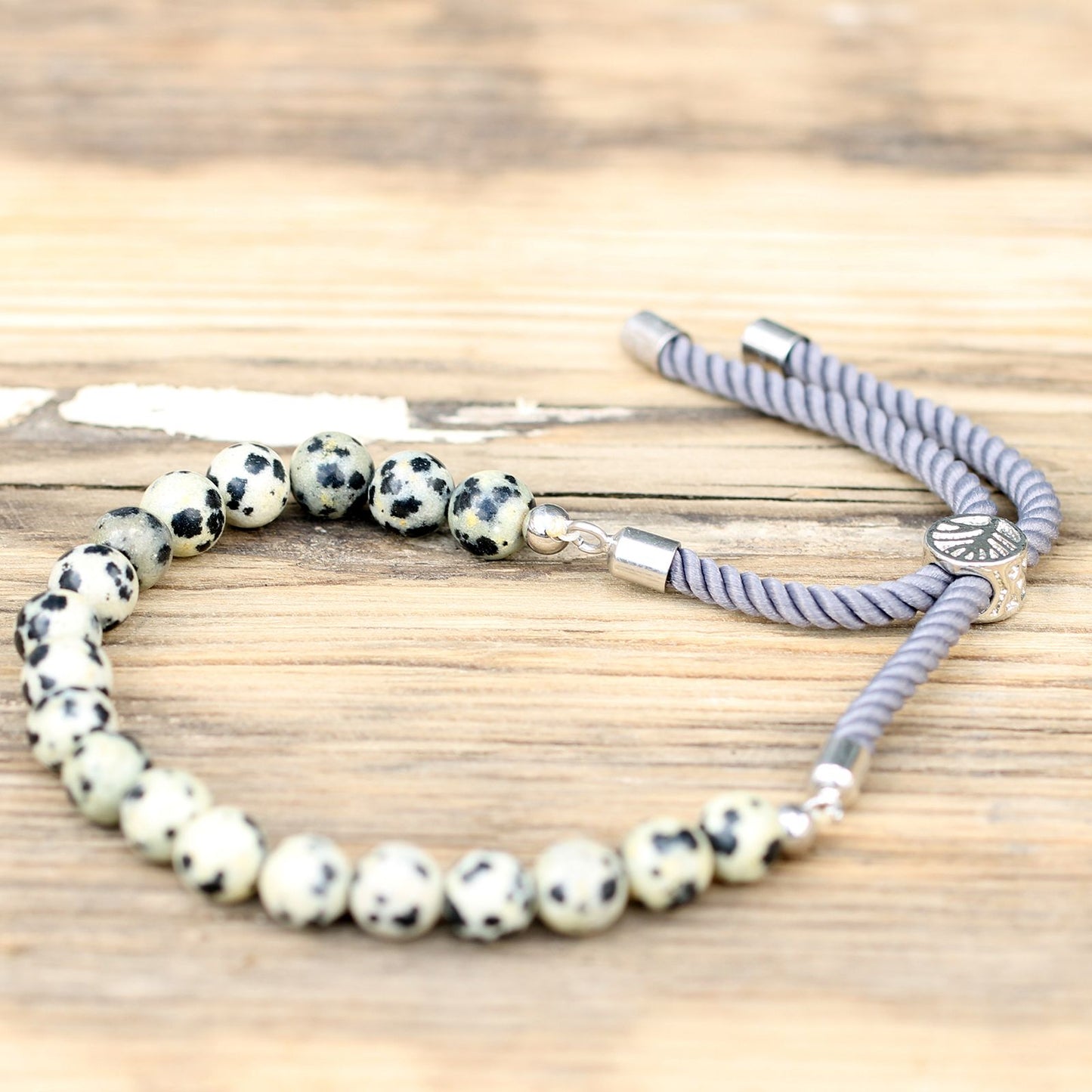 Dalmatian Jasper Bracelet: Grounding Energy - 925 Silver Plated