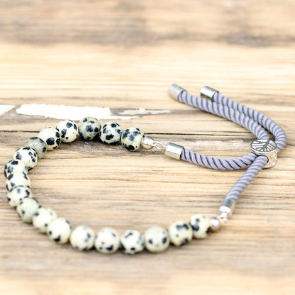 Dalmatian Jasper Bracelet: Grounding Energy - 925 Silver Plated