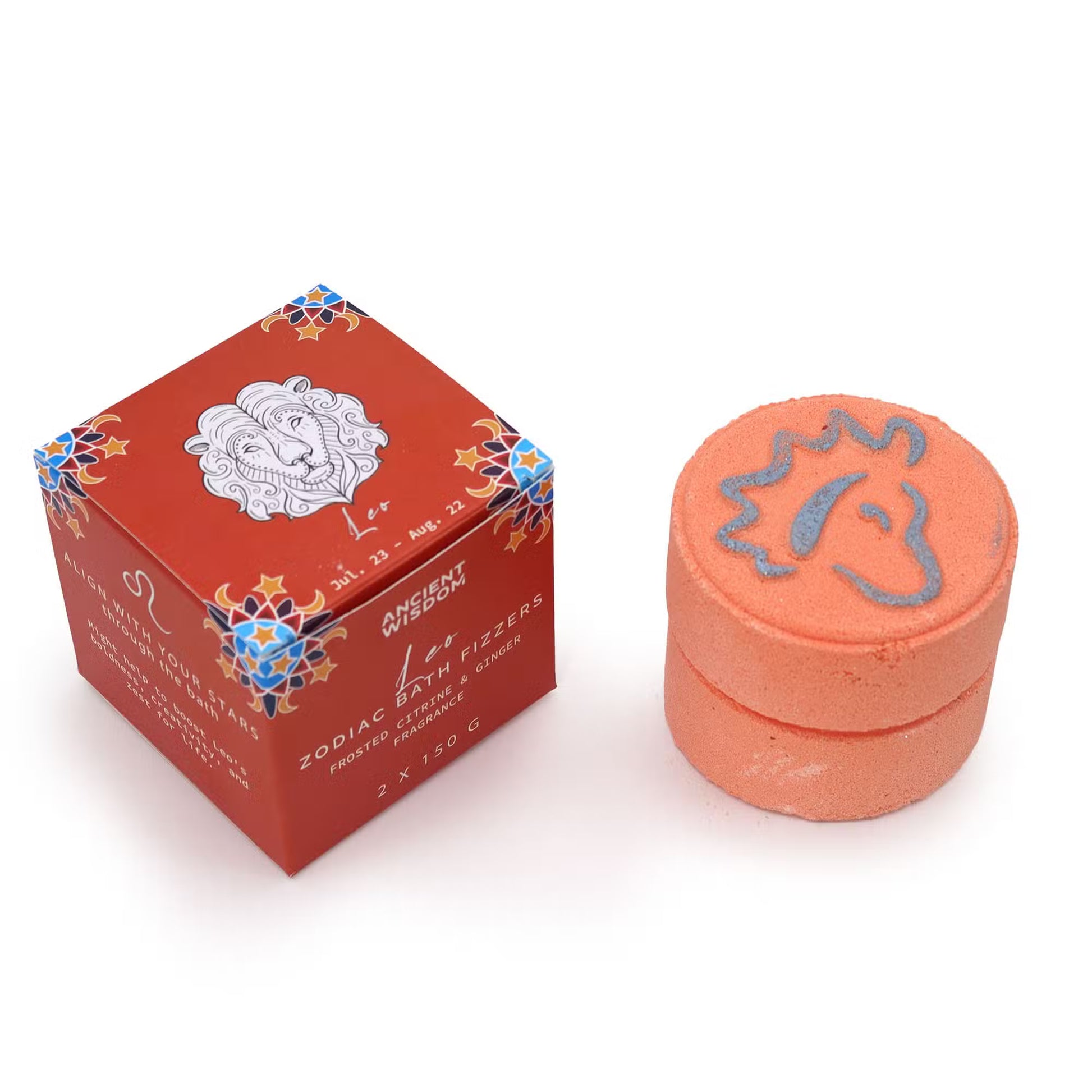 Leo Zodiac Bath Fizzers With Horoscope - Set of 2 x 150g
