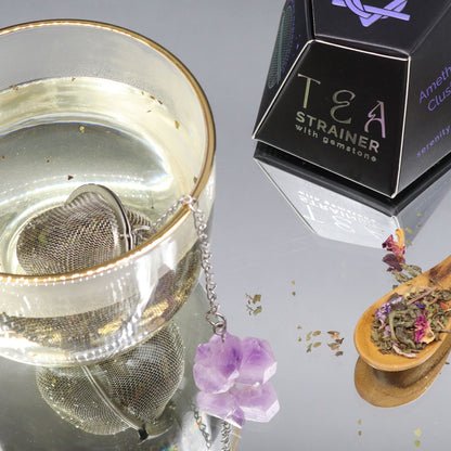 Raw Crystal Gemstone Tea Strainer: Amethyst Cluster