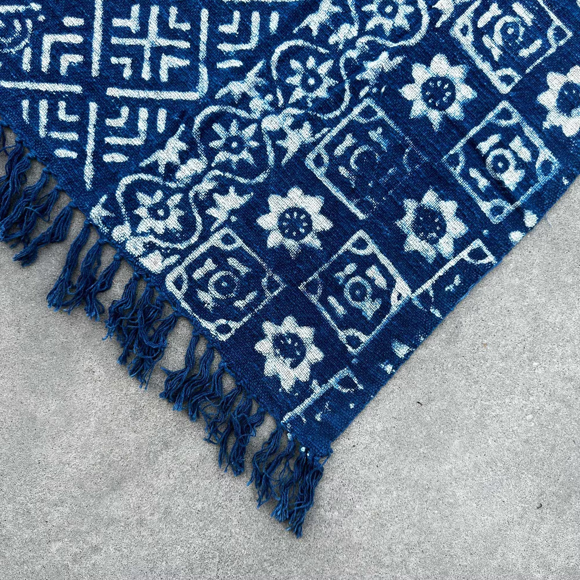 Handmade Indigo Throw: Desi Stripes - 170x120cm