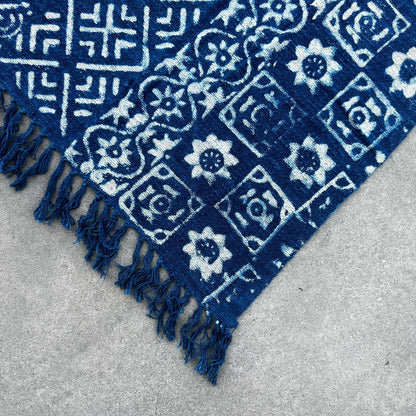 Handmade Indigo Throw: Desi Stripes - 170x120cm