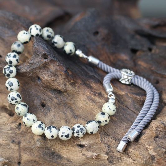Dalmatian Jasper Bracelet: Grounding Energy - 925 Silver Plated