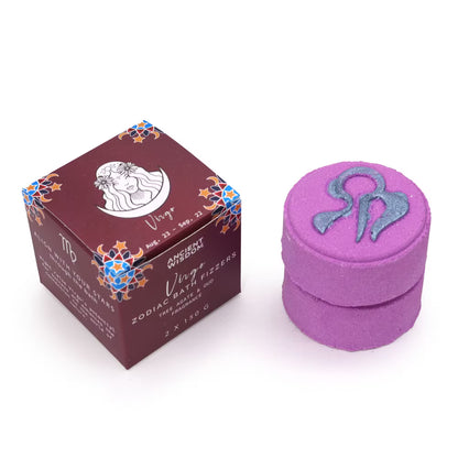 Virgo Zodiac Bath Fizzers With Horoscope - Set of 2 x 150g - Bath & Soak