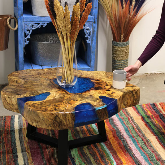 Handmade Tamarind & Sky Blue Resin Coffee Table