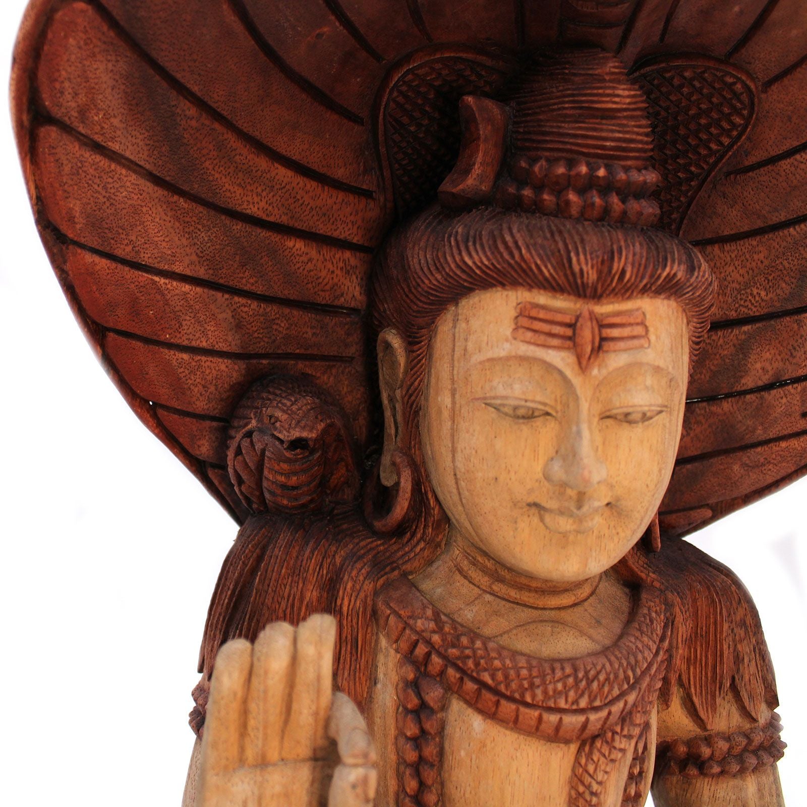 Shiva with Cobra Statue: Hand-Carved Suar Wood - 50cm