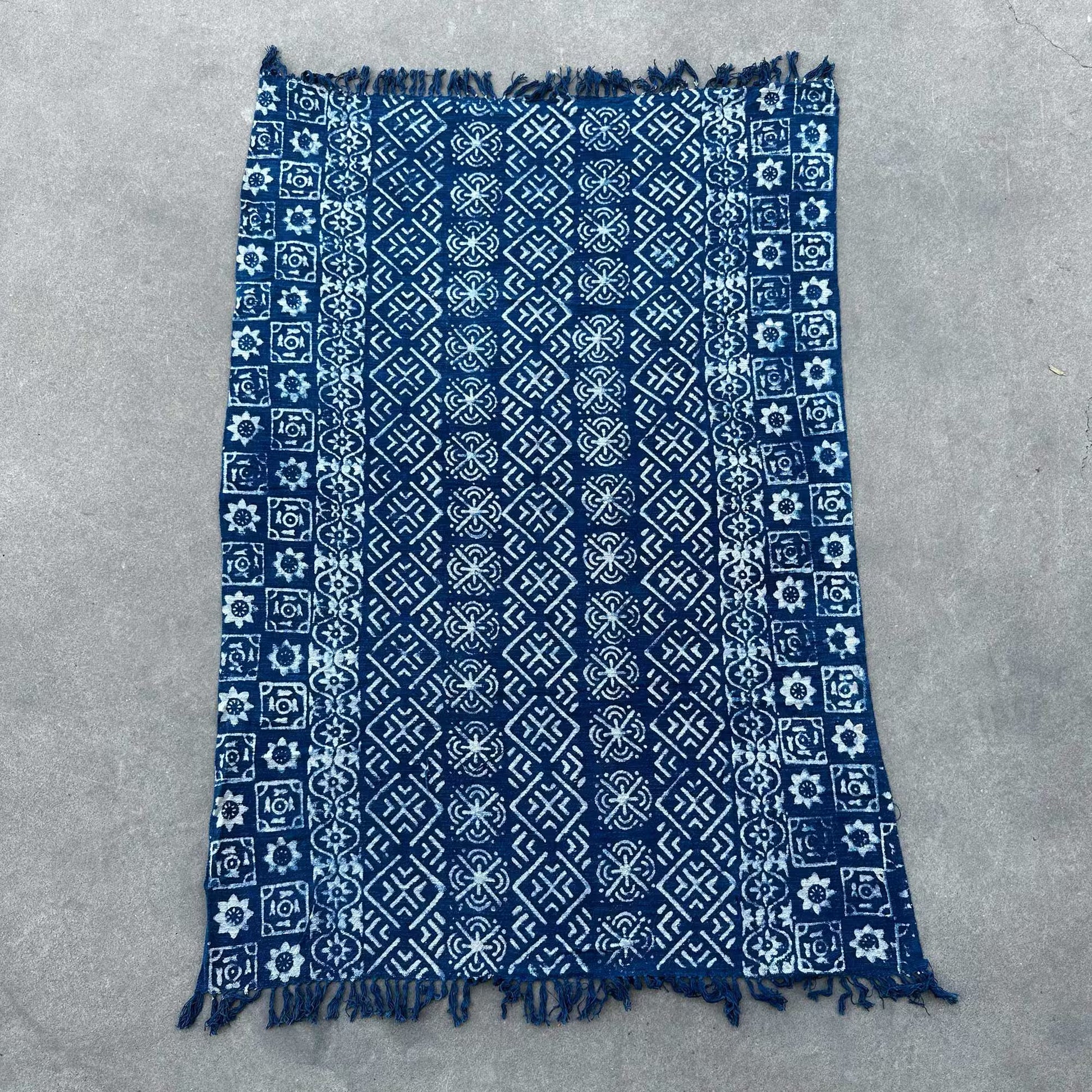 Handmade Indigo Throw: Desi Stripes - 170x120cm