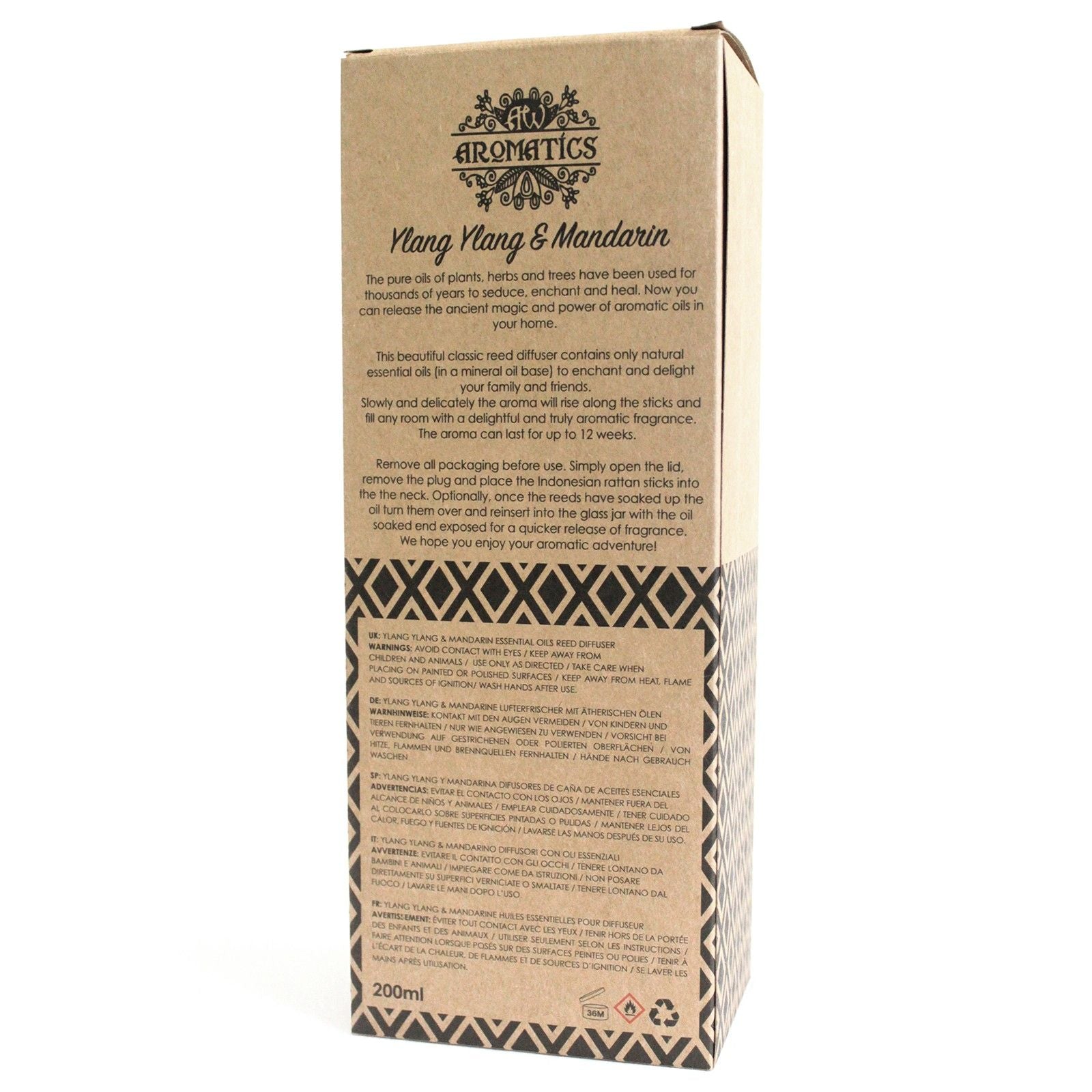 Essential Oil Reed Diffuser: Ylang Ylang & Mandarin - 200ml
