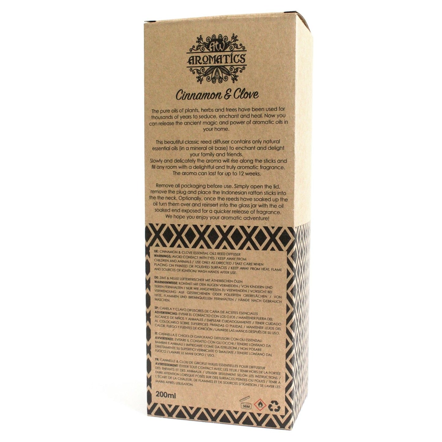 Essential Oil Reed Diffuser: Cinnamon & Clove - 200ml