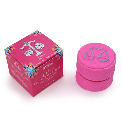 Libra Zodiac Bath Fizzers With Horoscope - Set of 2 x 150g - Bath & Soak