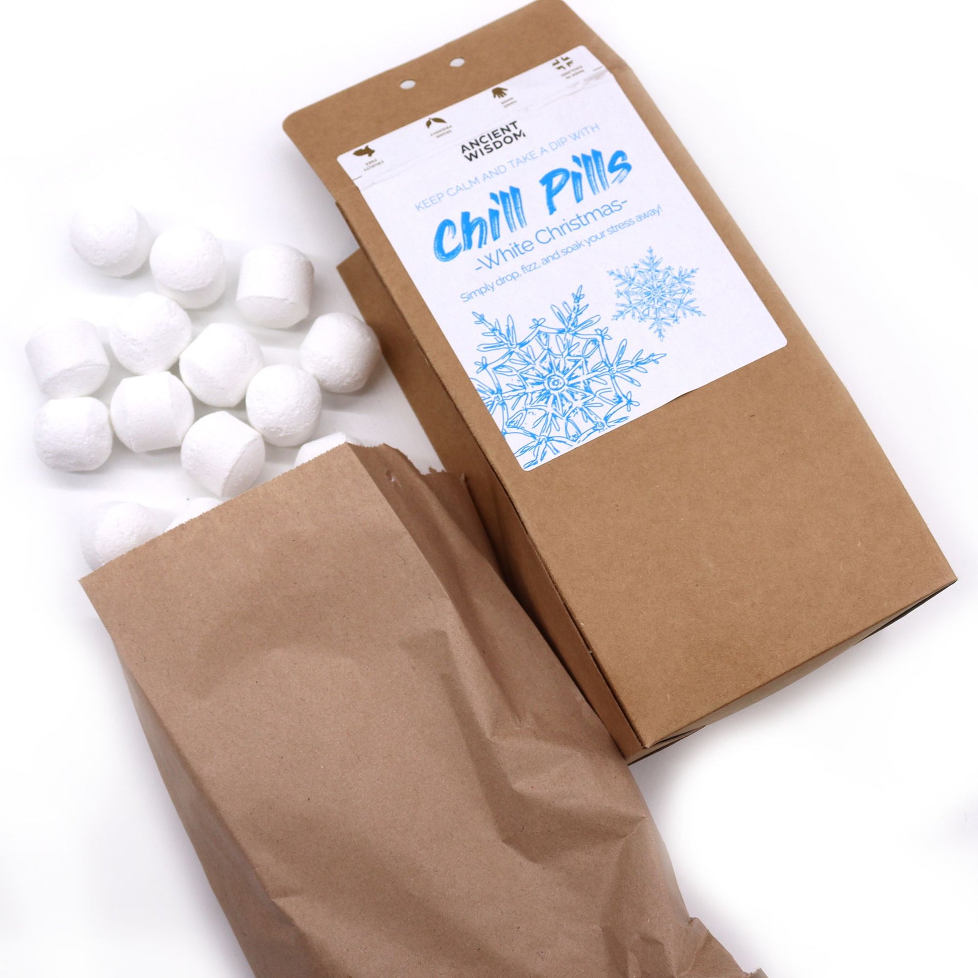 Pack of 30 Mini Bath Bombs - White Christmas