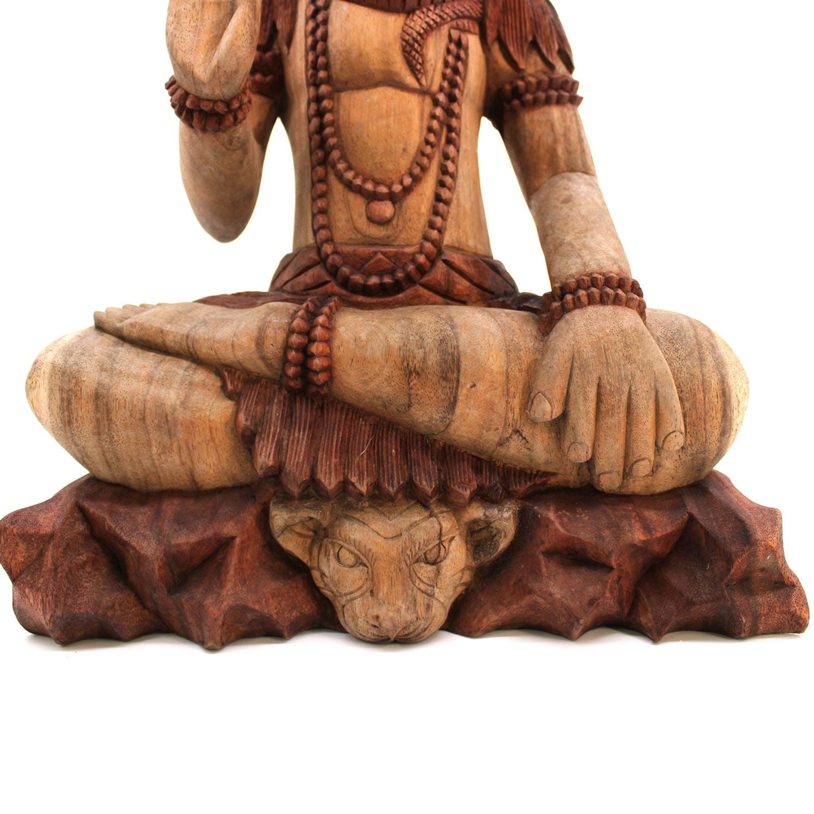 Shiva with Cobra Statue: Hand-Carved Suar Wood - 50cm