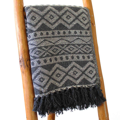 Boho Comfort Throw: Grey Geometric - 125x150cm