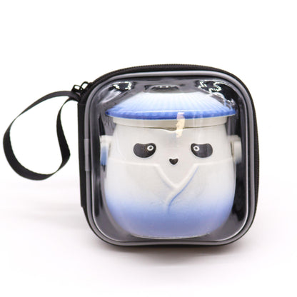 Sky Blue Panda Teapot Set: Travel-Friendly Tea - 3 Cups