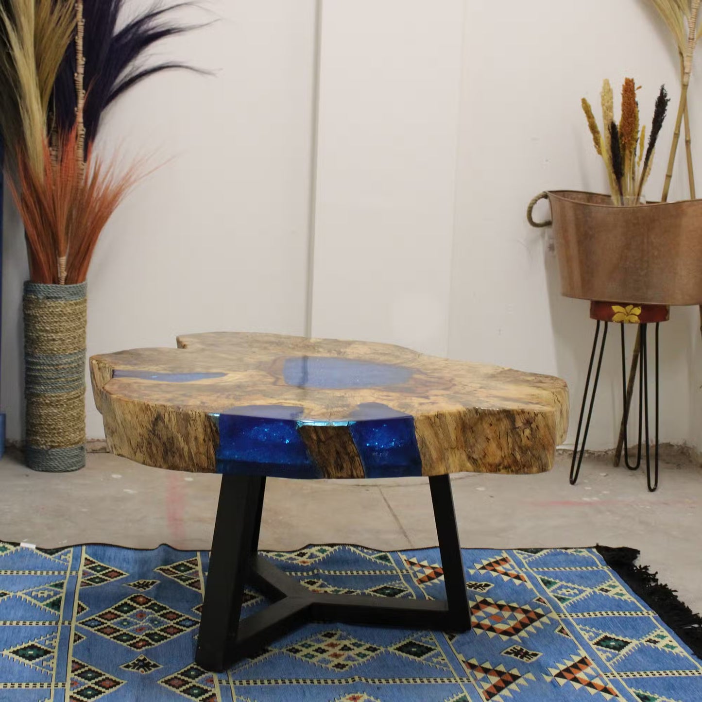 Handmade Tamarind & Sky Blue Resin Coffee Table