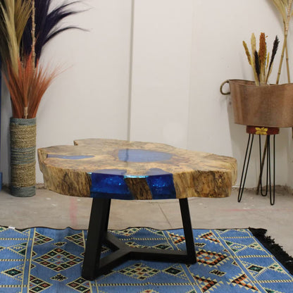 Handmade Tamarind & Sky Blue Resin Coffee Table