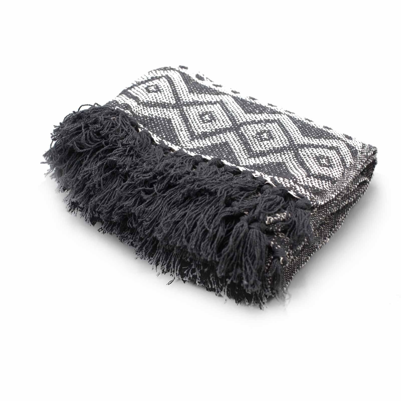 Boho Comfort Throw: Grey Geometric - 125x150cm