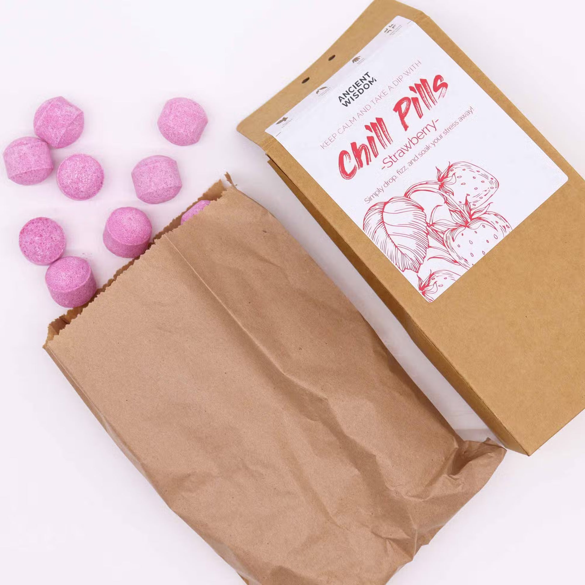 Pack of 30 Mini Bath Bombs - Strawberry