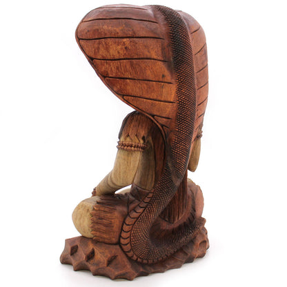 Shiva with Cobra Statue: Hand-Carved Suar Wood - 50cm