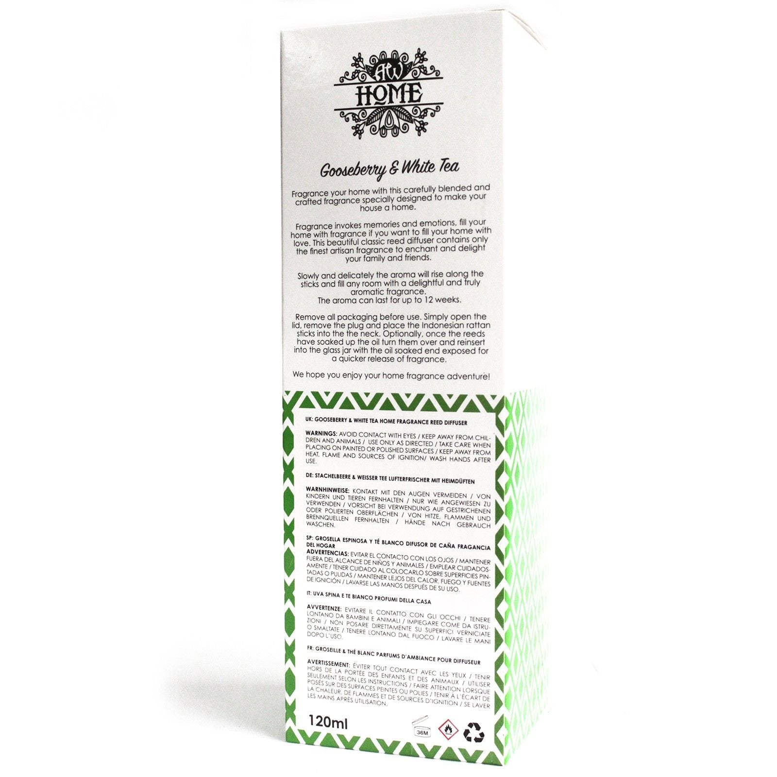 Fragrance Reed Diffuser: Gooseberry & White Tea - 120ml