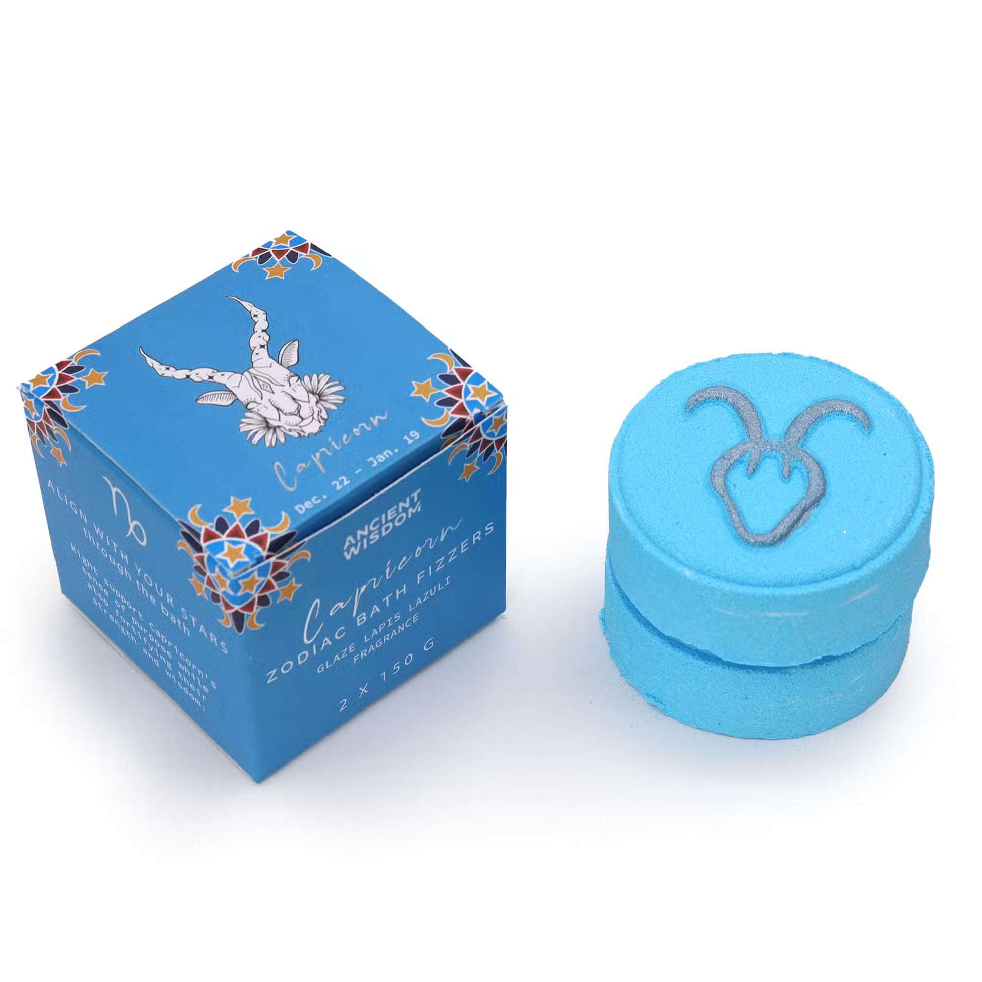 Capricorn Zodiac Bath Fizzers With Horoscope - Set of 2 x 150g