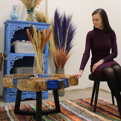 Handmade Tamarind & Sky Blue Resin Coffee Table