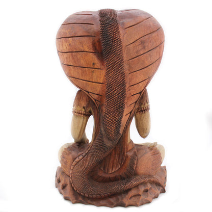 Shiva with Cobra Statue: Hand-Carved Suar Wood - 50cm