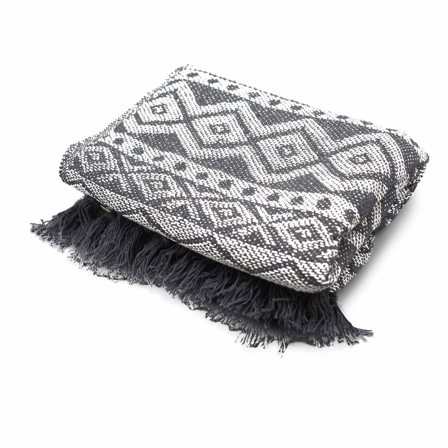Boho Comfort Throw: Grey Geometric - 125x150cm
