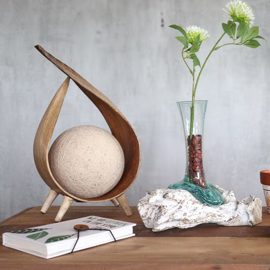 Hand-Blown Recycled Glass Vase on Gamal Wood Root
