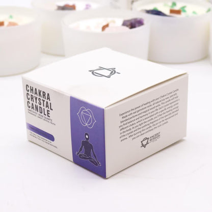 Third Eye Chakra Crystal Candle - Amethyst & Rose Quartz Crystals - Bath & Soak