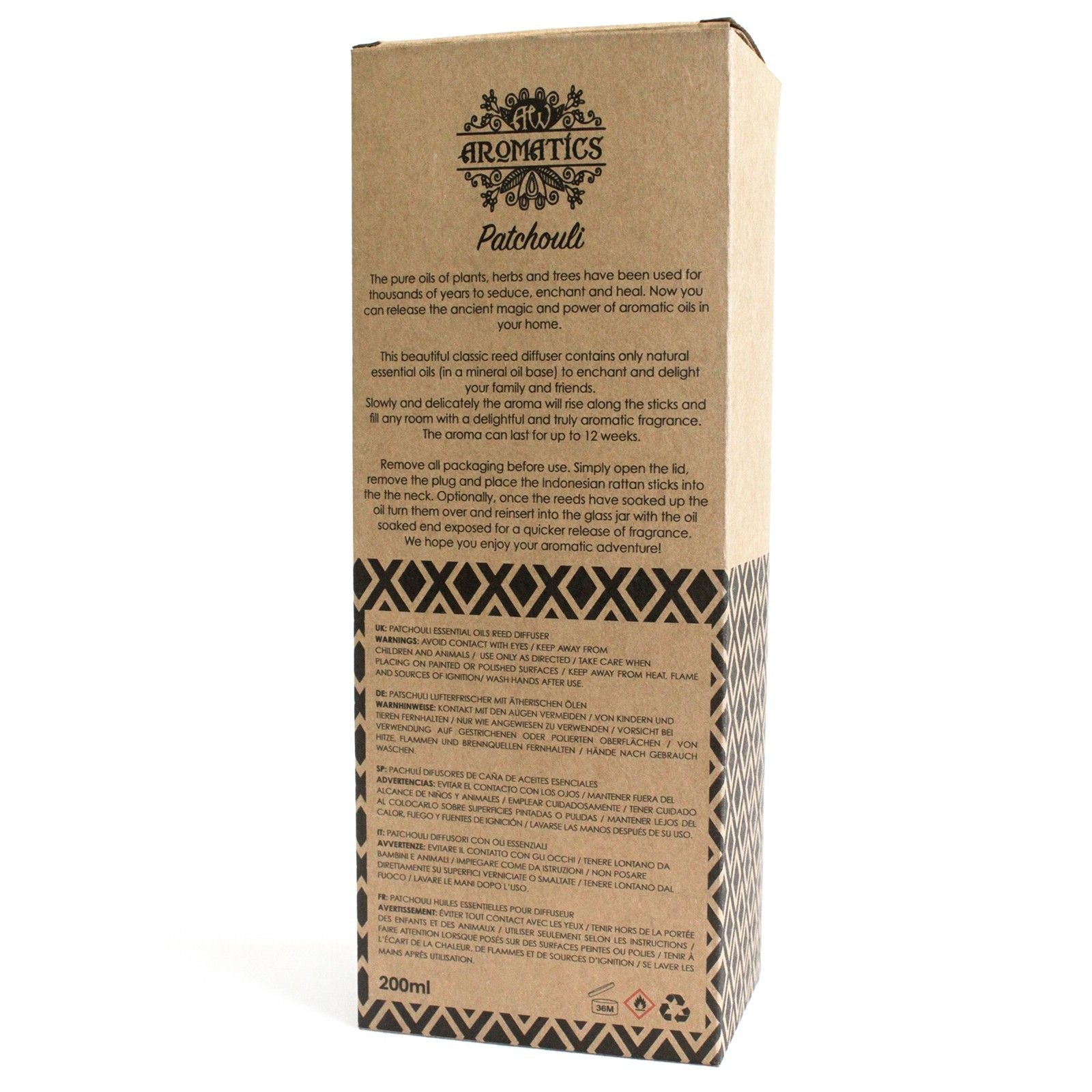 Patchouli Reed Diffuser: Sweet Earthy Aroma - 200ml