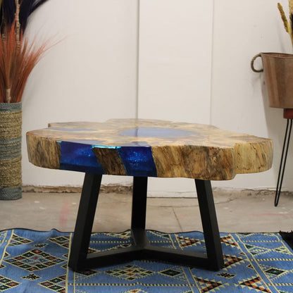 Handmade Tamarind & Sky Blue Resin Coffee Table