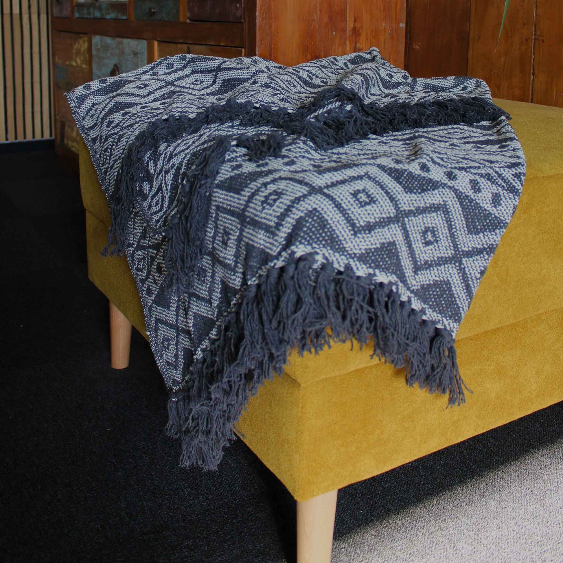 Boho Comfort Throw: Grey Geometric - 125x150cm
