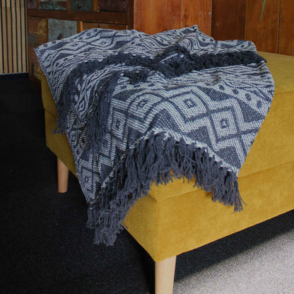 Boho Comfort Throw: Grey Geometric - 125x150cm